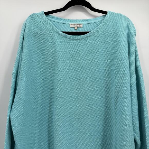 Escape by Habitat Sweater Womens Large Aqua Textured Knit Crewneck Pullover - Picture 2 of 9
